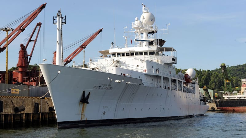 File photo of US Navy oceanographic survey ship USNS Bruce C. Heezen anchored at Da Nang, Vietnam.