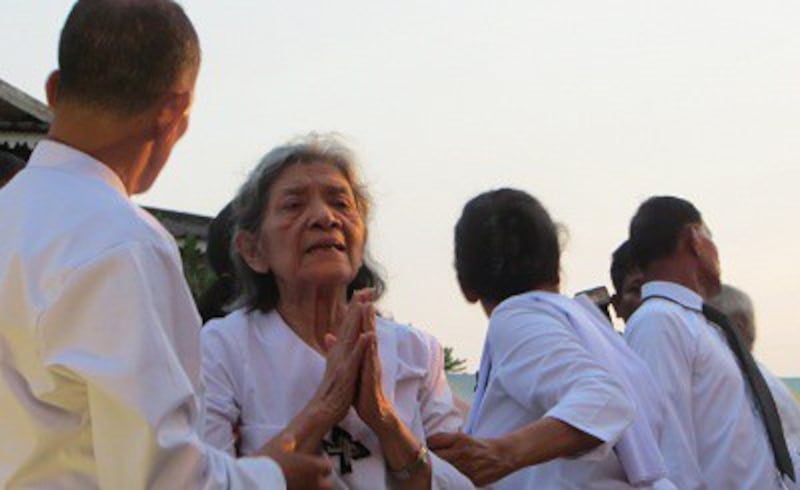 Ieng Thirith at her husband's cremation ceremony, March 21, 2013. Photo credit: RFA.