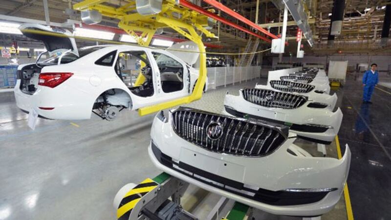 US auto giant General Motors Buick cars are assembled at an auto plant in Wuhan, central China's Hubei province, Jan. 28, 2015.