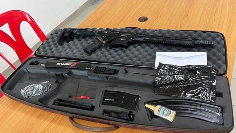 An illegal rifle seized by police in Laos is seen in this undated photo. (Houaphanh province police)