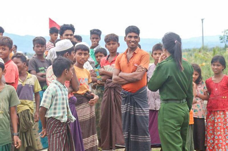 Rohingyas from Buthidaung township who fled to the Arakan Army (AA)-controlled area due to the fighting, seen May 8, 2024. (Twan Mrat Naing via X)