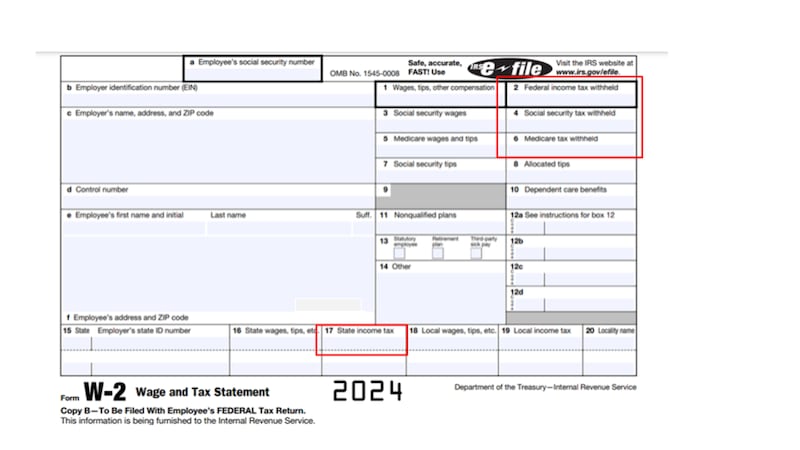 Instructions for a W-2 form.