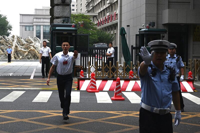 2024年7月15日，中共二十届三中全会在北京京西宾馆召开。京西宾馆附近一带保安严密。（法新社）