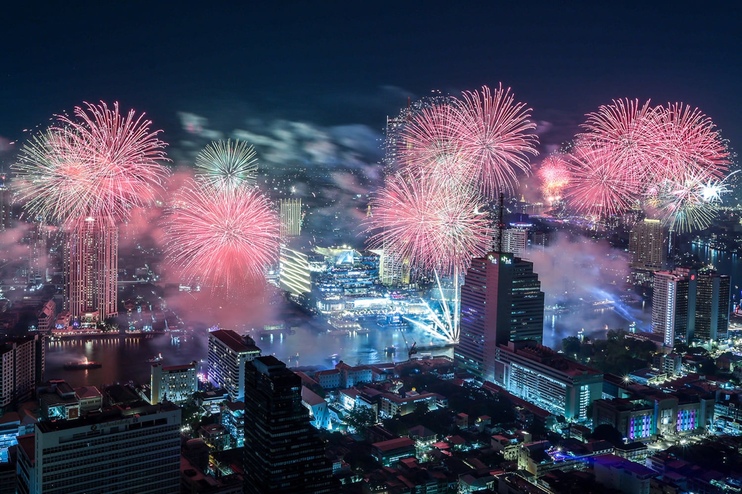 Fireworks mark the New Year in Bangkok on Jan. 1, 2025.