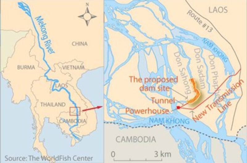 The Don Sahong is the second mainstream dam planned for the Mekong River. Credit: RFA