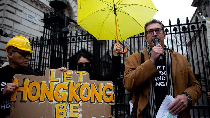 2019年11月23日，居英国的香港人团体在英国各大城市串联游行，呼吁英国社会关注香港。（Binlo 摄影）