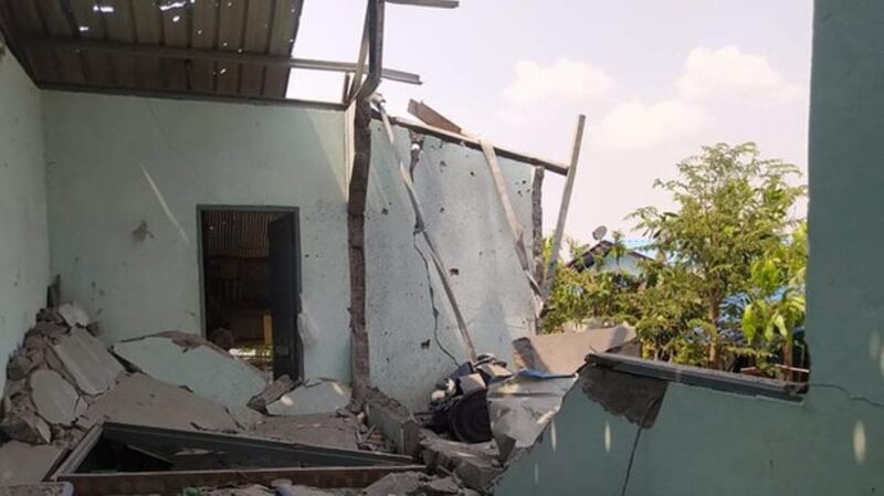 A school destroyed by a military airstrike in Lay Kay Kaw, April 11, 2022. Credit: KNLA Cobra Column