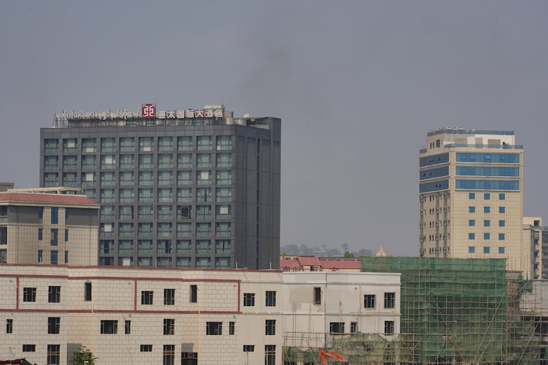 A hotel in Shwe Kokko, Myanmar which houses casinos and scam centers, April 24, 2024.