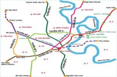 Sơ đồ quy hoạch các tuyến metro tại TPHCM. Courtesy TBKTSG.