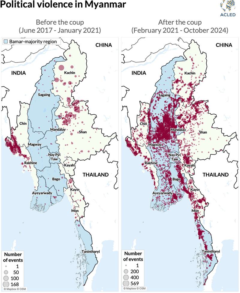 Map of political violence in Myanmar