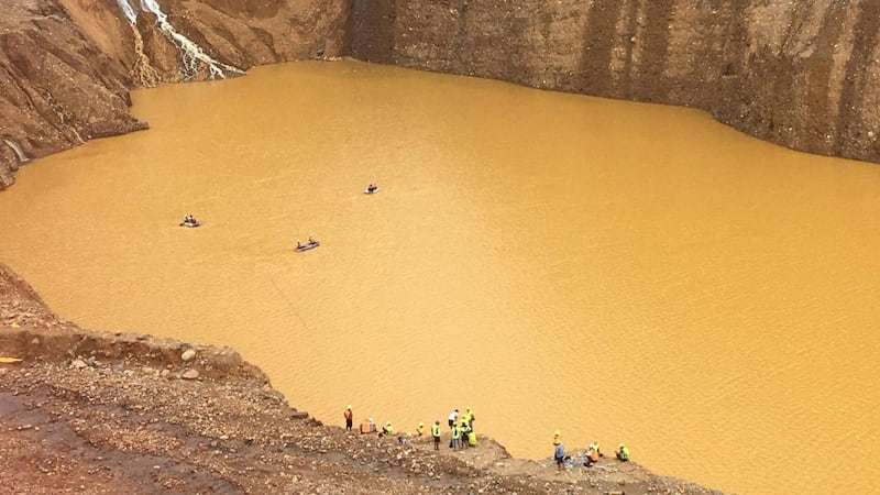 Rescue workers look for people after the landslide at a jade mine, in Hpakant, Kachin state, Myanmar, Aug. 14, 2023. Credit: Citizen journalist