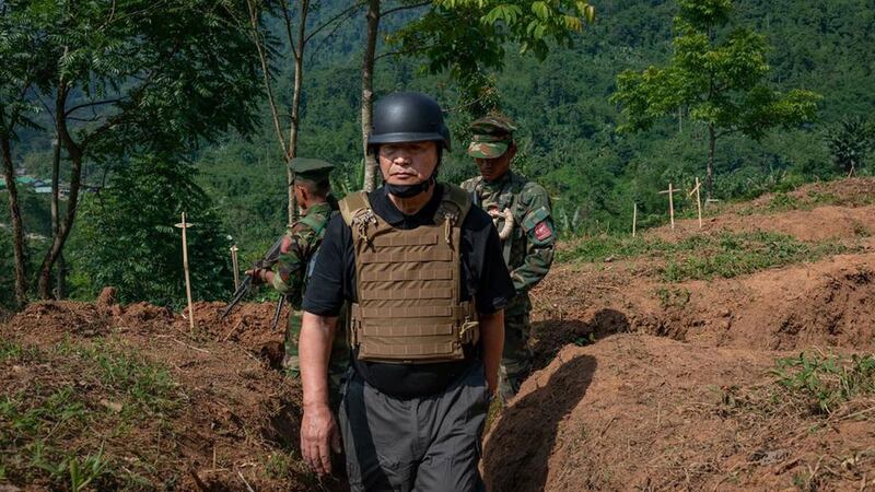 Duwa Lashi La, the Myanmar National Unity Government's acting president, meets with local People's Defense Forces forces, May 30, 2022. Credit: Acting President Duwa Lashi La