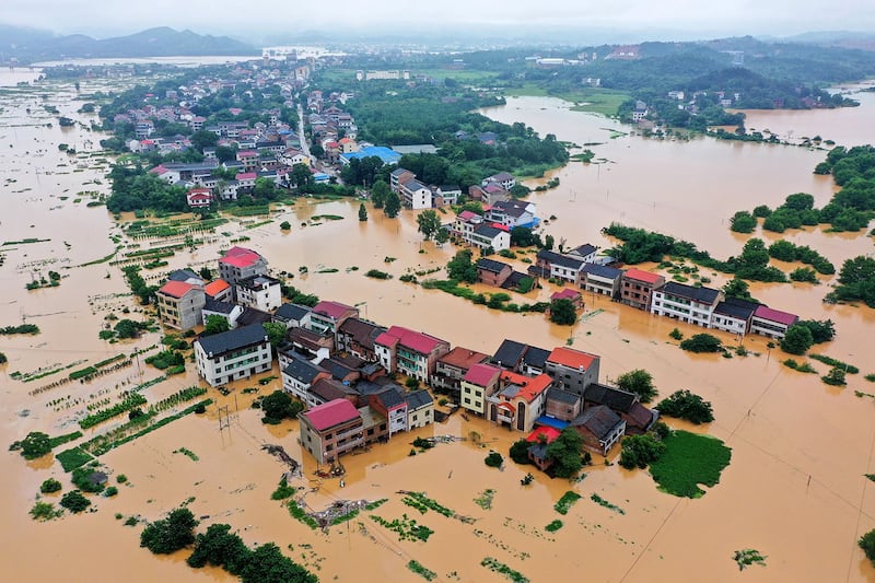 2019年7月9日，湖南衡阳暴雨引发洪灾。（法新社）