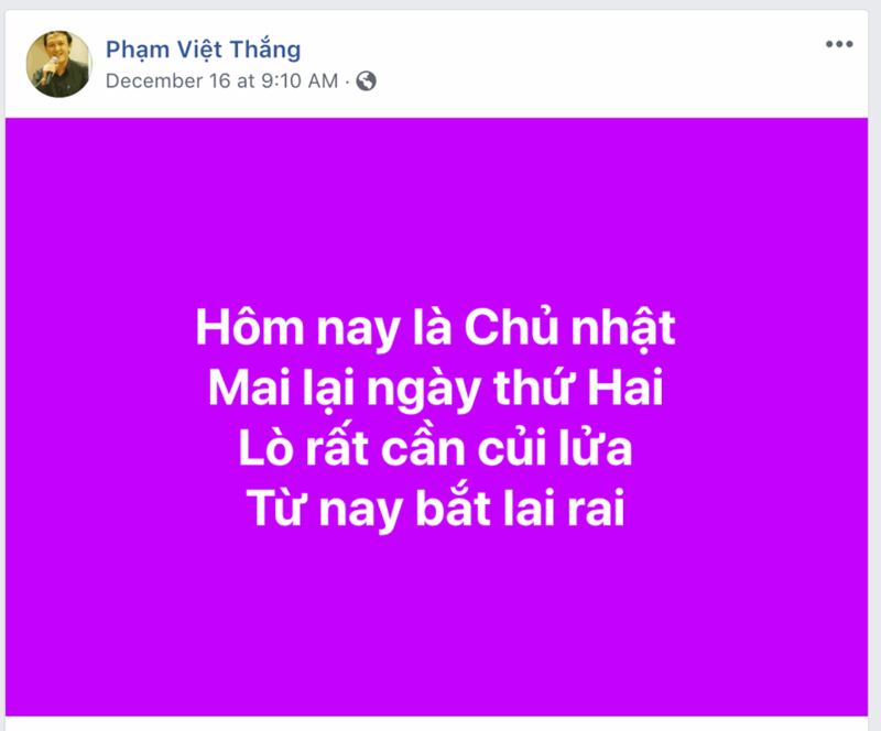 Một status về công cuộc "đốt lò" của Tổng Bí thư Nguyễn Phú Trọng trên Facebook Phạm Việt Thắng