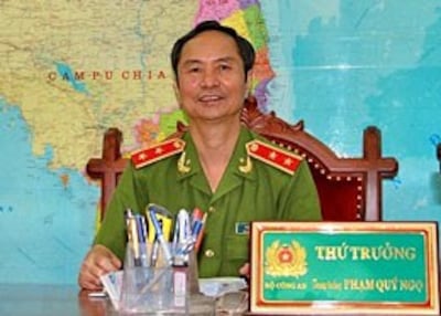 Thượng tướng Phạm Quý Ngọ, Thứ trưởng Bộ Công an. Source baophapluat.vn