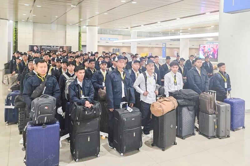 Myanmar workers who will go to work in Korea were seen on April 30, 2024. (Government Overseas Employment Agency)