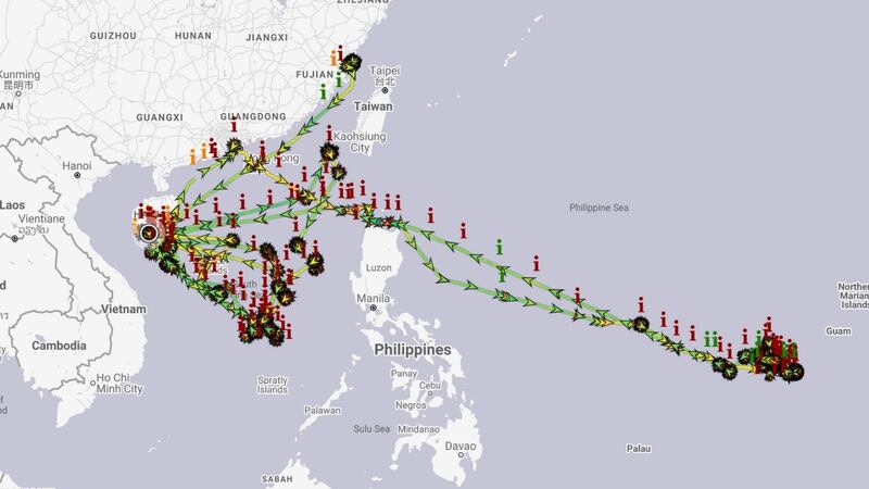 AIS data showing the Tan Suo 2's activity between February 2020 and February 2021. Credit: MarineTraffic.