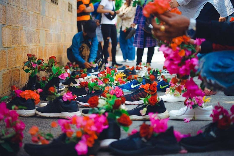 The event was not confined to Yangon, as evidenced by these shoes in Taunggyi, Shan State (RFA)