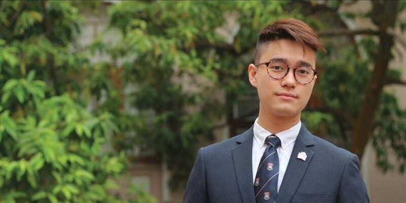 香港大学学生会署理会长黄程锋。（图源：facebook/WONG Davin Kenneth - Nominee for one UG Student in HKU Council）