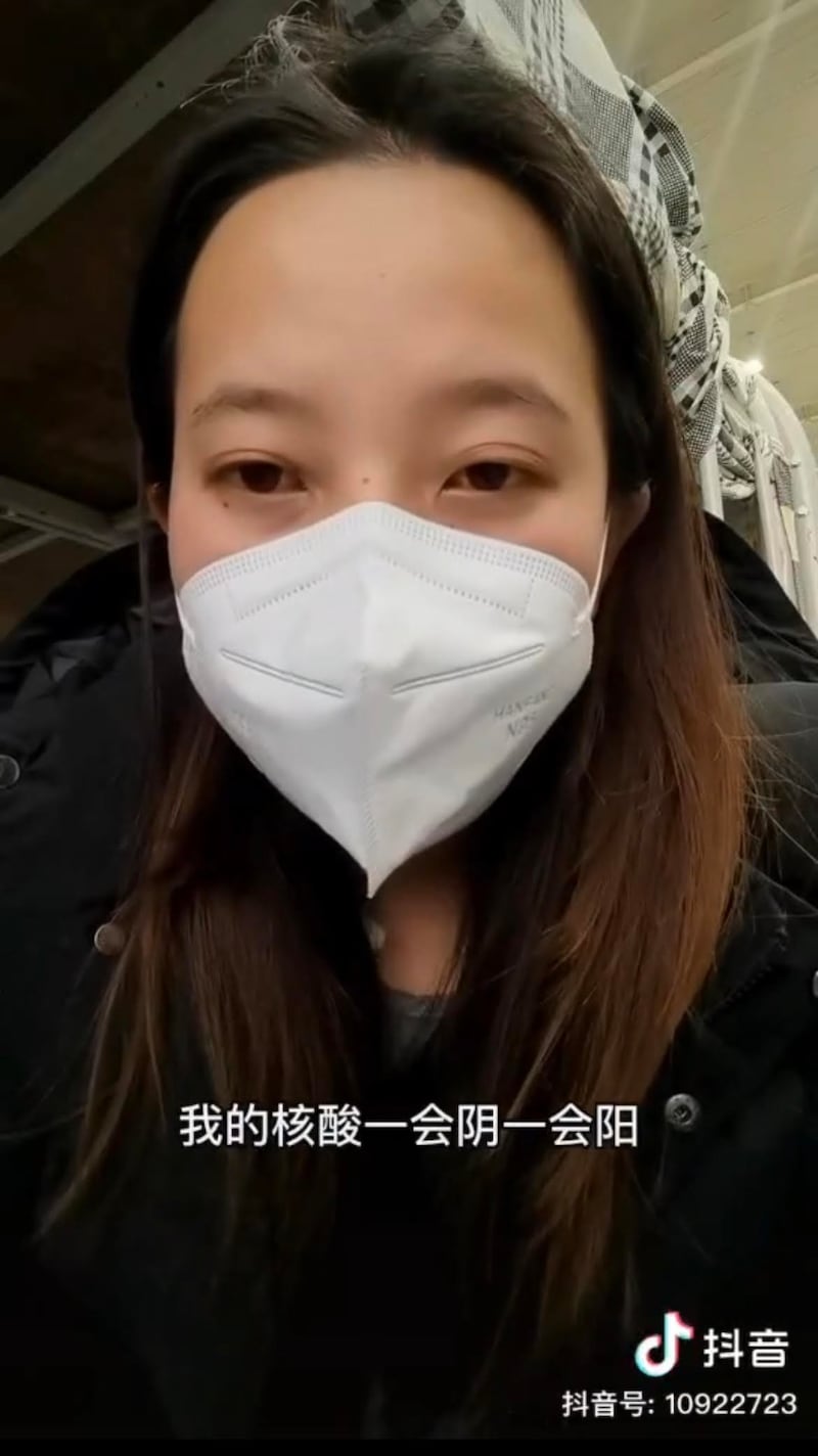 兰州女子于海华自述进入方舱后，一会儿阴性，一会儿阳性。（网上截图/古亭提供）