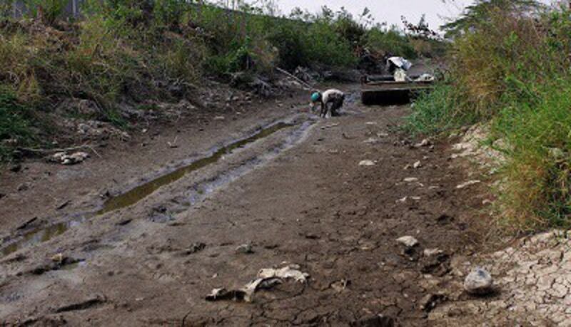 Một con kênh khô nước ở huyện Long Phú, tỉnh Sóc Trăng, Việt Nam ngày 8/3/2016. AFP PHOTO.