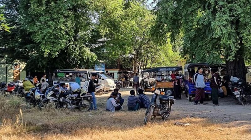 Villagers who fled their homes in Salingyi township after junta forces entered their communities gather in another area of the township in northwestern Myanmar's Sagaing region, Dec. 12, 2022. Credit: Citizen journalist