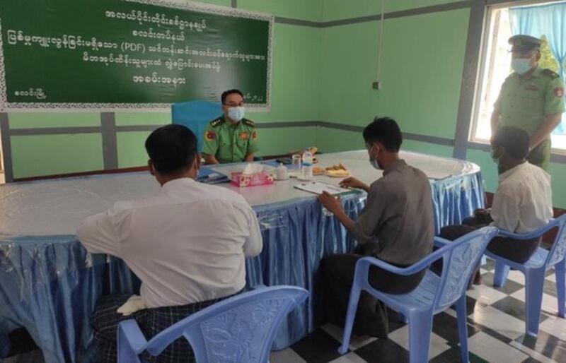 A photo released by Myanmar's military shows members of the PDF surrendering to junta authorities, June 20, 2022. Credit: Myanmar military