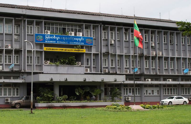 Headquarters of the military-owned Myanmar Economic Corporation in Yangon, one of the country's main military conglomerates. Photo: Ye Aung Thu/AFP