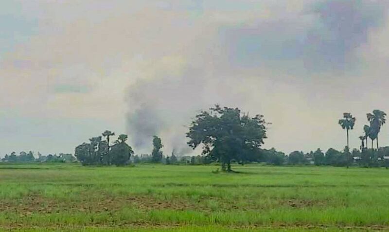 Smoke rises from Kyi Su village after the July 18, 2022 attack. Credit: Citizen journalist