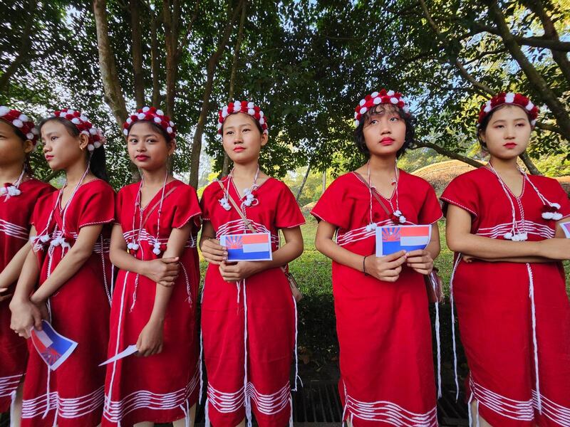 Ethnic Karen people gather at the National Races Village in Yangon for their traditional New Year’s celebration, Dec. 30, 2024.