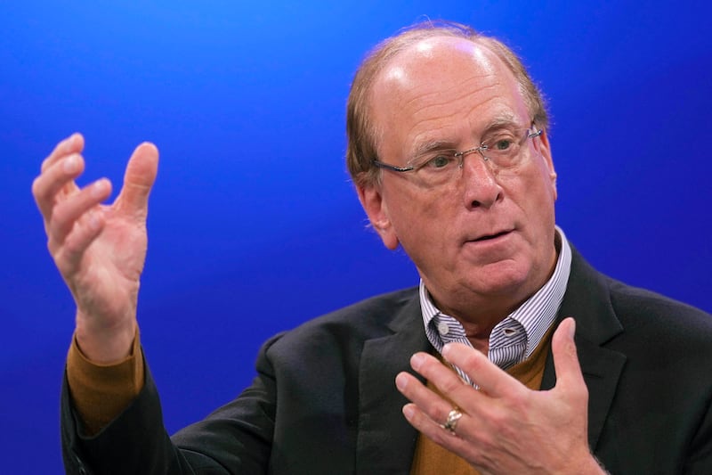 CEO of BlackRock Larry Fink speaks at the Annual Meeting of World Economic Forum in Davos, Switzerland, Jan. 23, 2025.