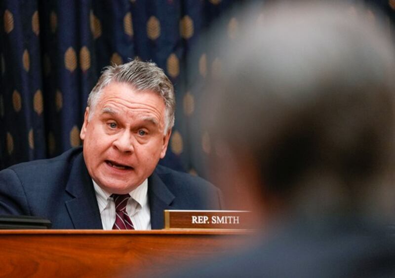 US Rep. Chris Smith speaks during a House Committee on Foreign Affairs hearing on the Biden Administration's foreign policy priorities, on Capitol Hill in Washington, March 10, 2021. (Ken Cedeno/AP)