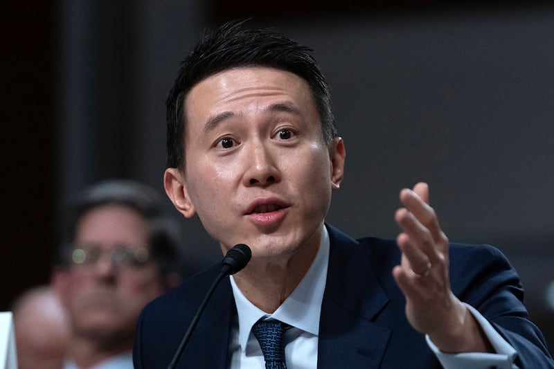 TikTok CEO Shou Zi Chew testifies at a Senate committee hearing on Capitol Hill in Washington, D.C., Jan. 31, 2024.