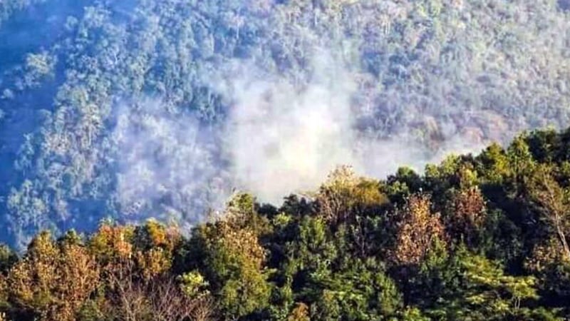 The Chin National Front's headquarters in Thantlang, Chin state, Myanmar, was attacked by fighter jets on Jan. 10, 2023. Credit: Citizen journalist