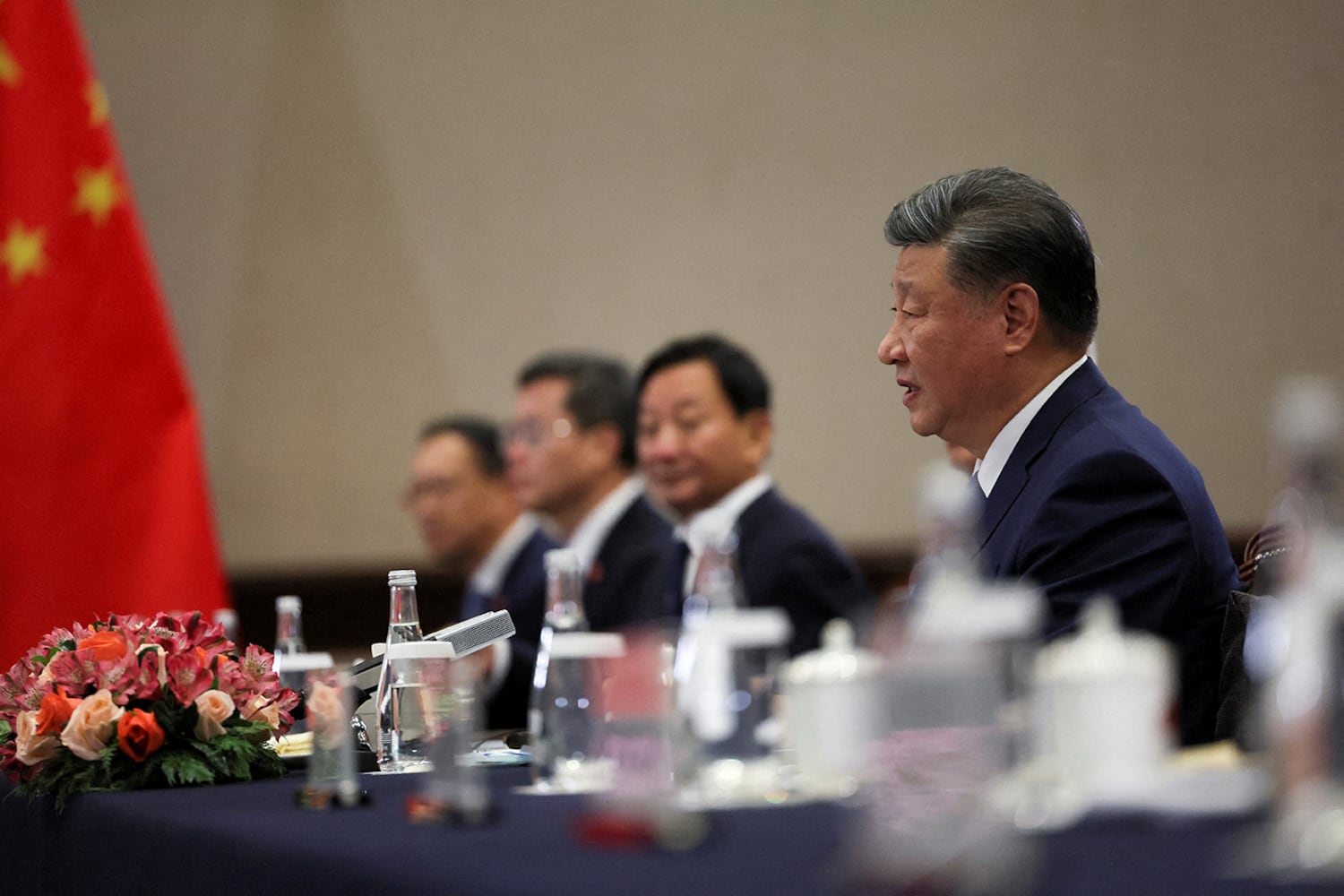 China's President Xi Jinping speaks during a meeting with President Joe Biden on the sidelines of the APEC Summit in Lima, Peru, Nov. 16, 2024.