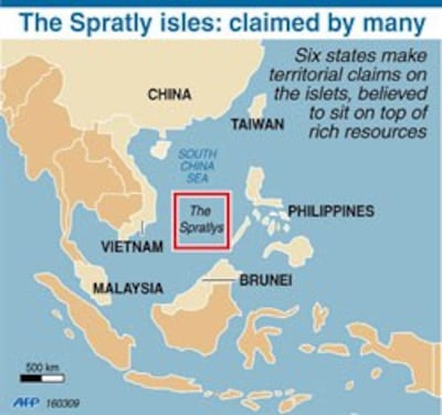 Bản đồ khu vực tranh chấp trên biển Đông. AFP GRAPHIC.