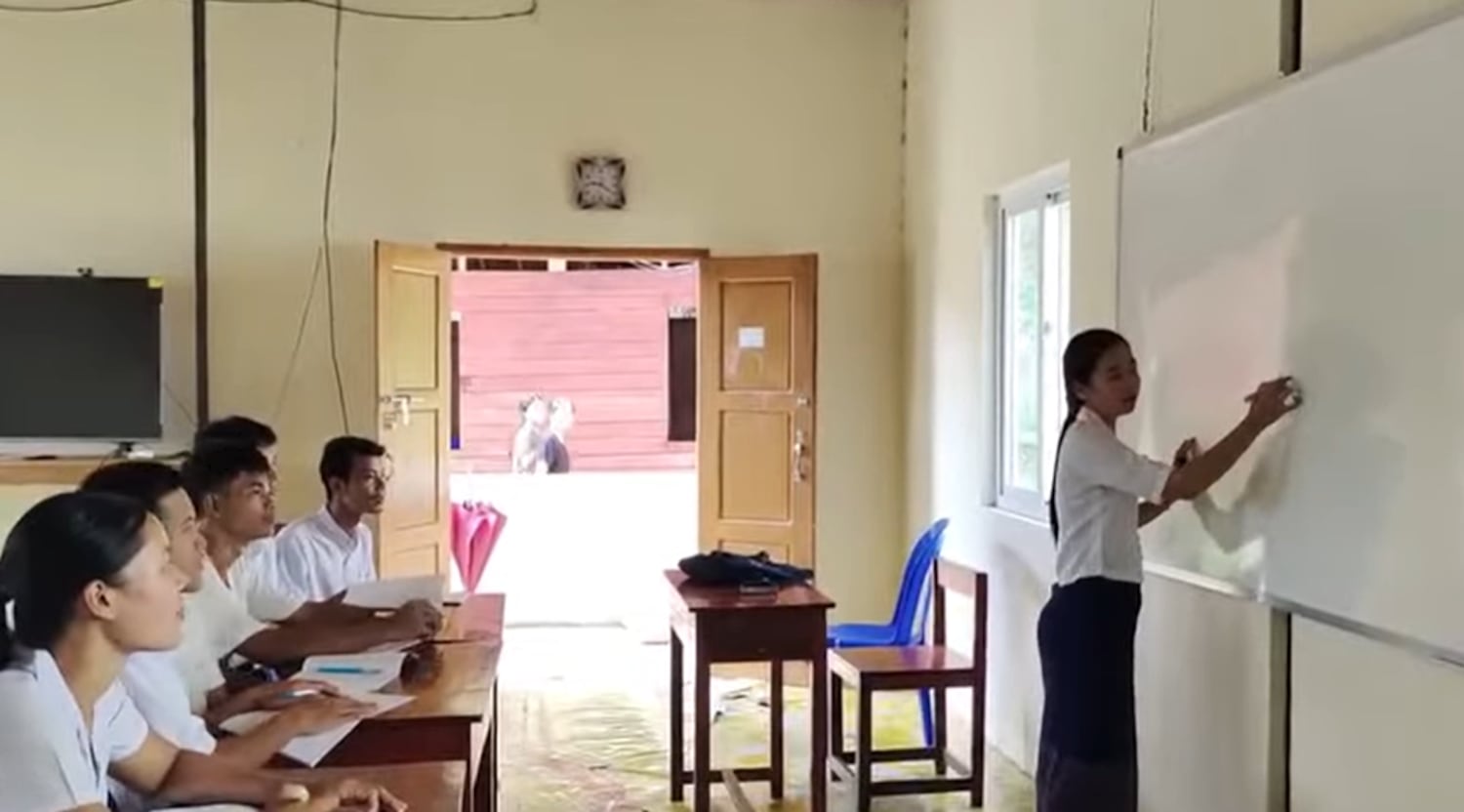 Students taking a class at Mon National College in Ye Township, Mon state, Myanmar.