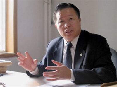 Lawyer Gao Zhisheng in his Beijing office, Nov. 2, 2005. AFP