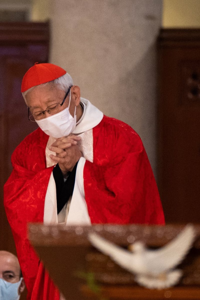 Cardinal Joseph Zen attends the Episcopal Ordination of the Most Reverend Stephen Chow in Hong Kong's Cathedral of the Immaculate Conception, Dec. 4, 2021. Credit: AFP.