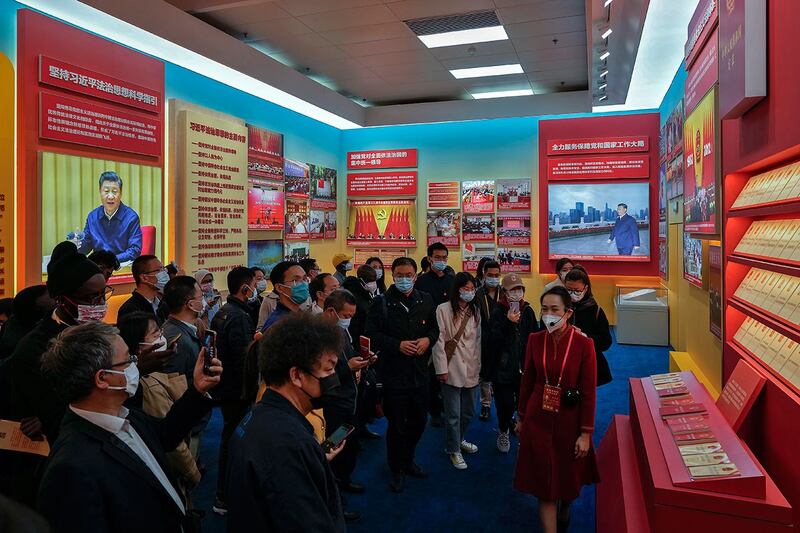 The Beijing Exhibition Center held an exhibition on the thematic achievements of Xi Jinping's ten years in power before the 20th National Congress of the Communist Party of China, Oct. 12, 2022. Credit: Associated Press