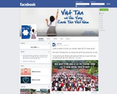 Trang Facebook của Tổ chức Việt Tân. Screen capture.