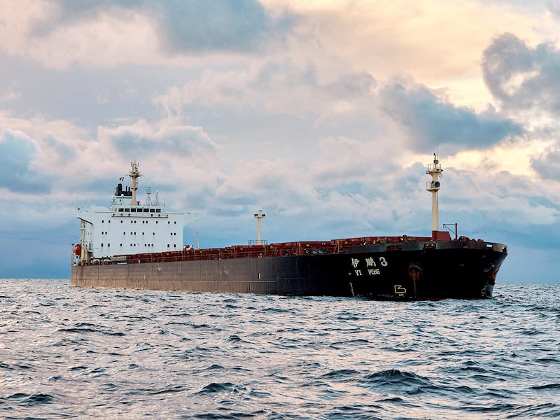 The Chinese ship Yi Peng 3 mid-sea in Kattegat, Denmark, Nov. 20, 2024. (Reuters/Ritzau Scanpix/Mikkel Berg Pedersen)