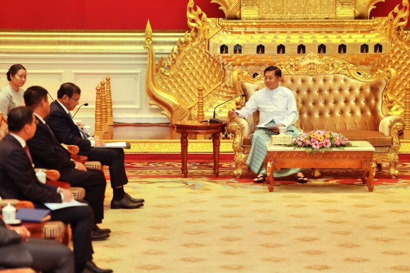 ASEAN Special Envoy Prak Sokhonn and Snr. Gen. Min Aung Hlaing meet in Naypyidaw, June 30, 2022. Credit: Myanmar military