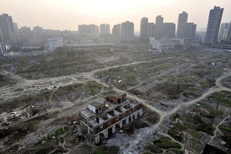 资料图片：湖北省武汉被拆除的建筑物。（法新社）