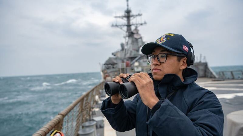 美鉴贝瑞号继4月10日后，再度航经台湾海峡。（图／翻摄自U.S. Pacific Fleet脸书）