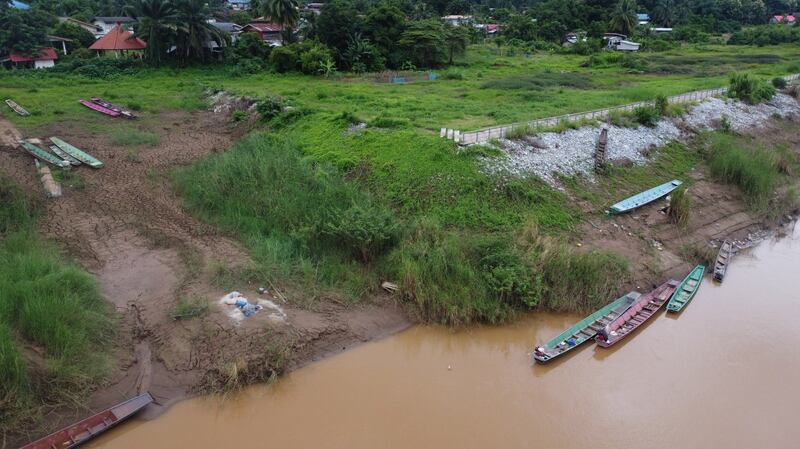 The Mekong River in Loei province, Thailand, on Sep. 10. August and the first half of September saw extremely low river levels, impacting crops and fishing. Credit: RFA Lao