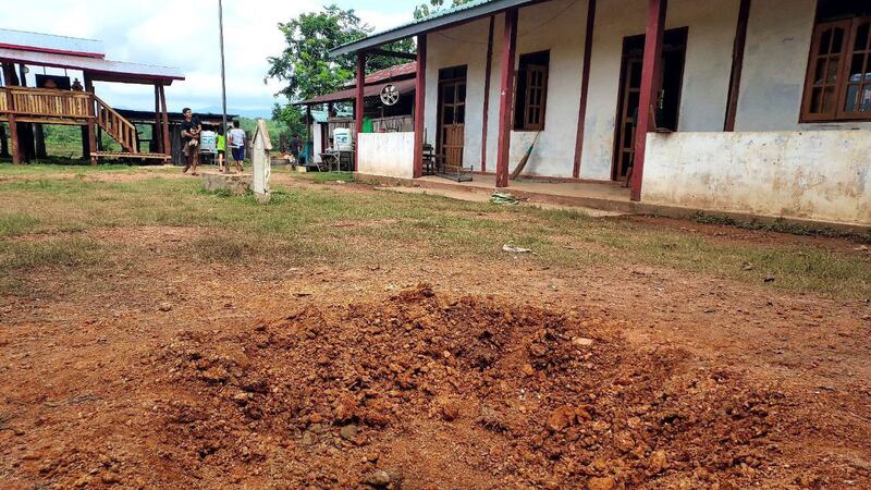 This school, seen June 6, 2023, in San Hpa Lar village, Kawkareik township, Kayin state, was targeted by an airstrike by Myanmar junta forces.