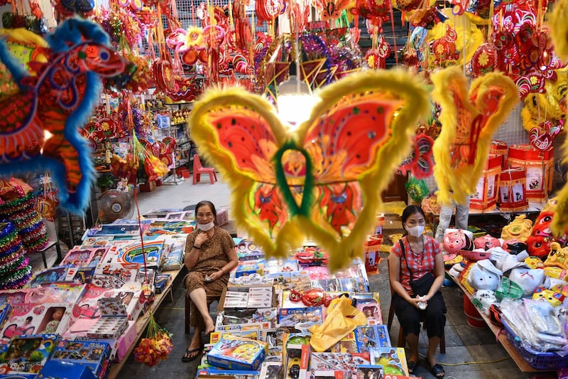 Mid-Autumn Festival toys on sale in Hanoi on September 28, 2020. Credit: AFP