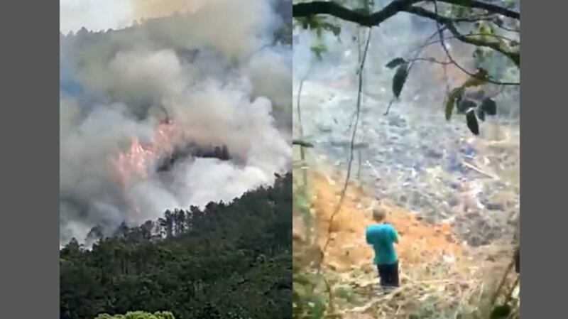 Screenshots from video taken by villagers who described it as the site in Guangxi province. of the crash of China Eastern Airlines Flight MU 5735, March 21, 2022.