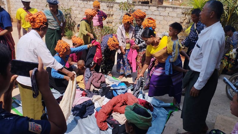 Residents who fled villages in southern Shan state, Myanmar, are seen in the town of Pinlaung, Sunday, March 26, 2023. Credit: Comet social group